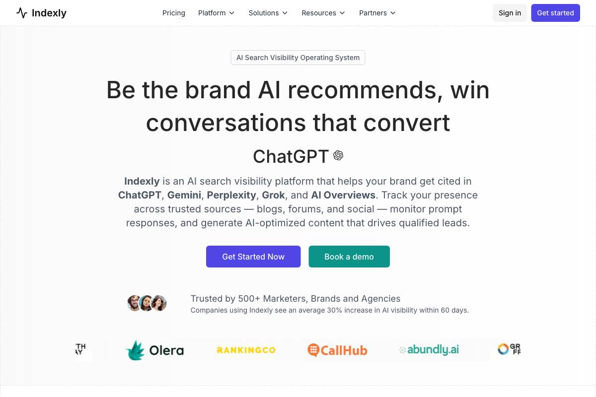 1. Indexly — Best for AI Search Citations & Brand Mentions