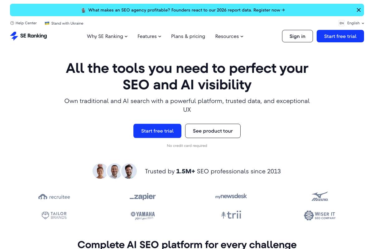 10. SE Ranking AI Tracker — Best for SMB Comprehensive SEO + AI