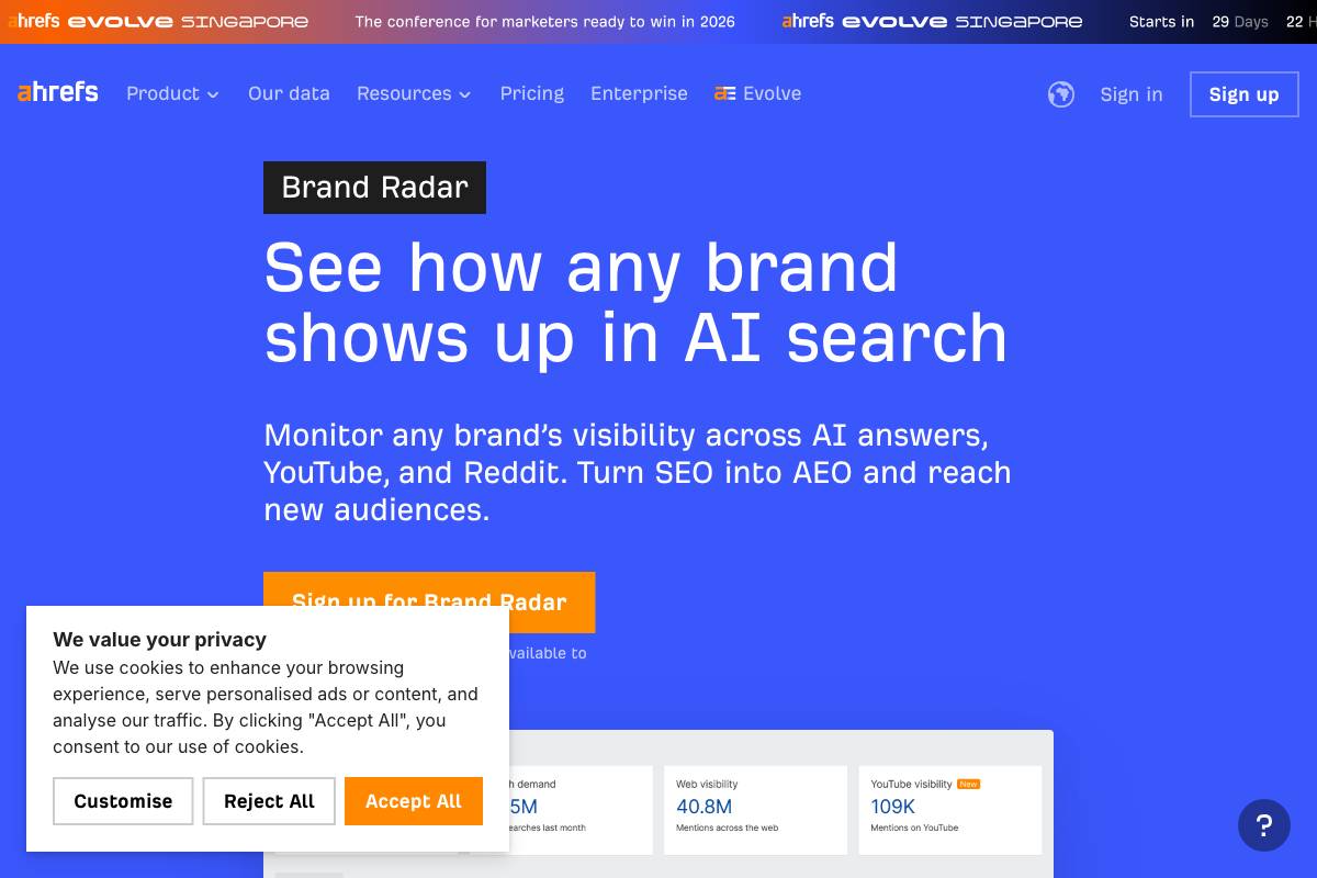 6. Ahrefs Brand Radar — Best for SEO Teams Already Using Ahrefs