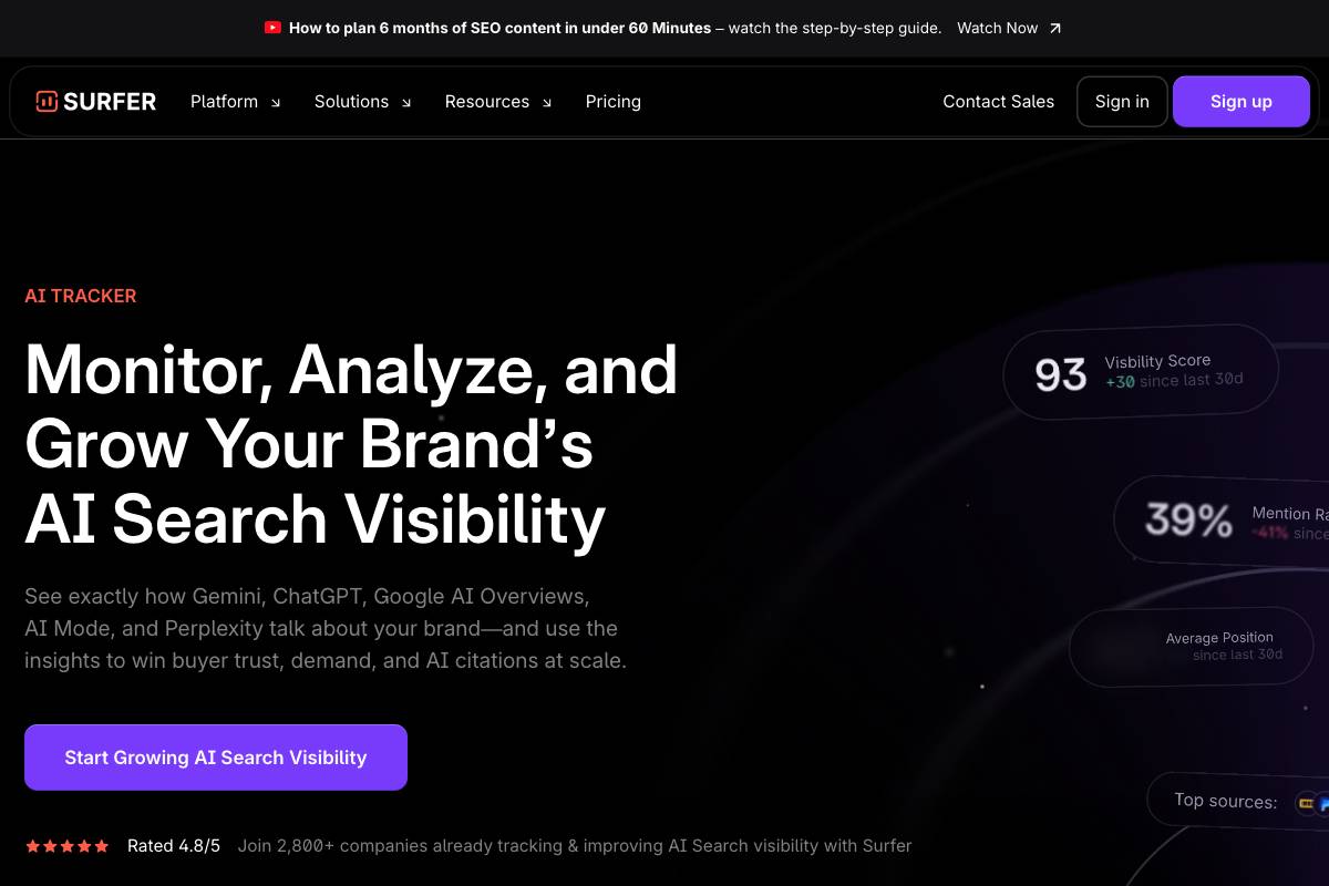 9. Surfer AI Tracker — Best for Content Teams Using SurferSEO